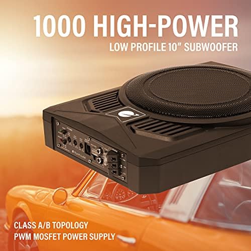 Planet Audio P10AWK Amplified Car Subwoofer - 1000 Watts, Low Profile, 10 Inch Subwoofer, 8 Gauge Amplifier Installation Kit Included. Great for Vehicles That Need Bass But Have Limited Space