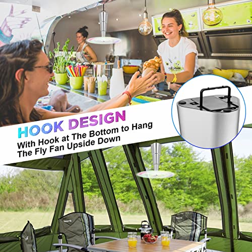 chemotex Fly Fan for Tables Fly Fan for Outdoor Keeps Flies Away Fly Repellent Fans for Outdoor Table Top Bug Repellent Fan with Holographic Blades for Outside, Picnic (Silver, 3Packs)