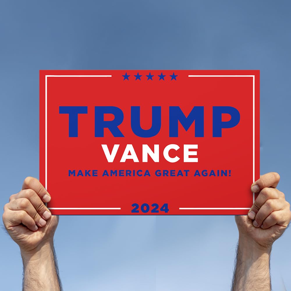 Trump sign, Trump Vance Sign, 9-pack 18" x 12" Double-Sided Trump Vance 2024 Sign, Support Trump Vance 2024 Campaign, Trump Vance Rally signs 2024, MAGA, Make America Great Again