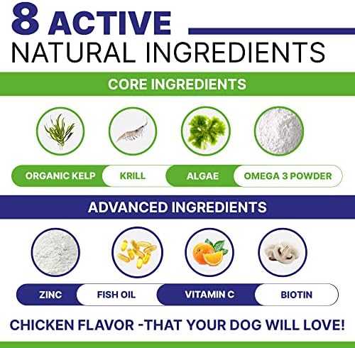 Omega 3 for Dogs - for Dry Itchy Skin - Fish Oil Chews - Skin & Coat Supplement - Itch Relief, Allergy, Anti Shedding, Hot Spots Treatment - w/EPA & DHA - Vitamins - Made in USA-120 Treats