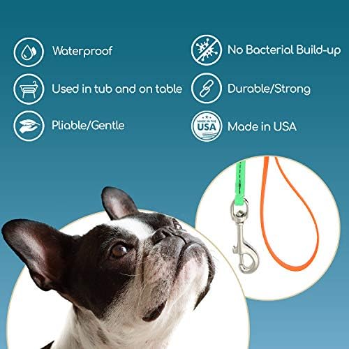Jelly Pet Grooming Lead for Dogs | Great for Kennels, Veterinarians and Dog Grooming Salons | Biothane Leash - Easy to Clean, Waterproof & Durable Noose Loop | Made in USA | 3/8'' x 4' Hunter Orange