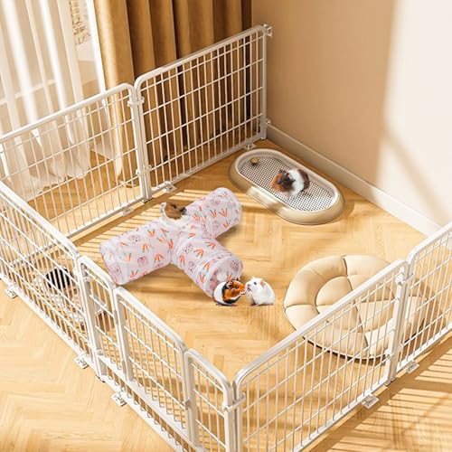 HERCOCCI Rabbit Toys, Bunny Tunnels & Tubes, Collapsible 3 Way Rabbit Hideout Tunnel with Chew Toys for Bunny Guinea Pig Ferret Kitten