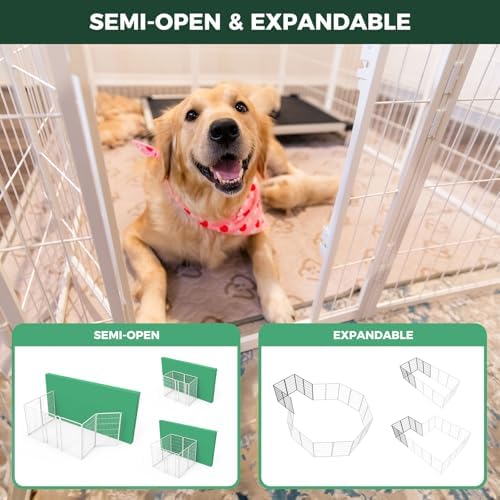 FXW Homeplus Indoor Dog Playpen - Stress-Free and Safe Play, 45 Inch 8 Panels for Puppy and Small Dogs, White│Patented