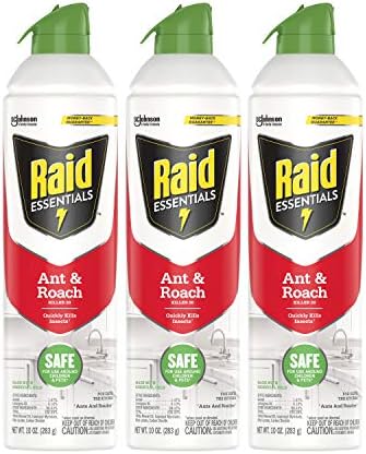 Raid Essentials Ant & Roach Killer Aerosol Spray, Child & Pet Safe, Kills Insects Quickly, for Indoor Use, 10 oz (Pack of 3)