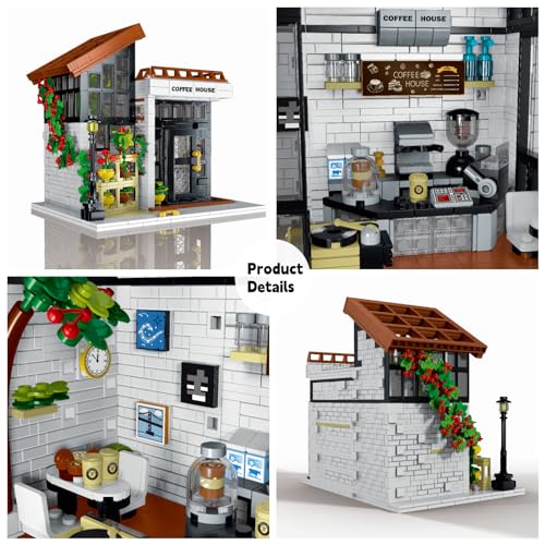 STEM City Street Building Blocks,Coffee House Building Kit with LED Lights, 1512 PCS, Girls Building Blocks Toy 8-12 Christmas Birthday Gift for Kids Boys Girls Age 6-12 Years