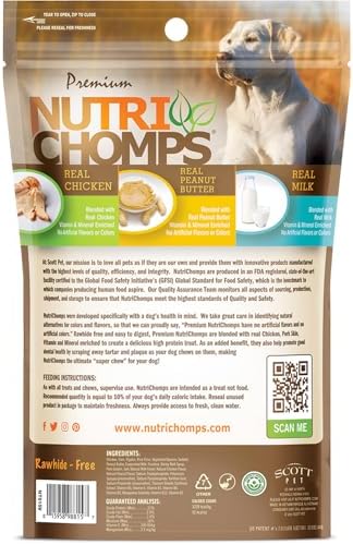 NutriChomps Dog Chews- 6-inch Braids,Easy to Digest, Rawhide-Free Dog Treats, Healthy, 4 Count, Real Chicken, Peanut Butter and Milk Flavors, Bundle of 3