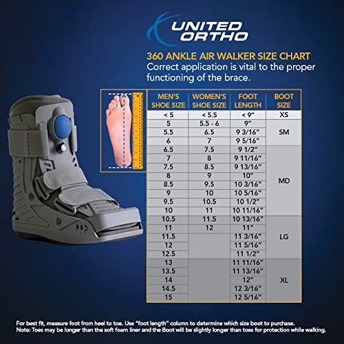 United Ortho USA16119 360 Air Walker Ankle Fracture Boot, X Large, Grey