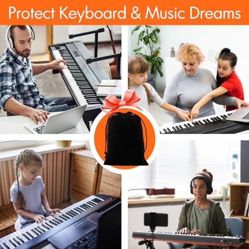 76 Keys Piano Keyboard Cover, Stretchy Music Dirt Proof Electronic Keyboard Cover With Durable Elastic & Cord Lock Must Have Piano Accessories, Black