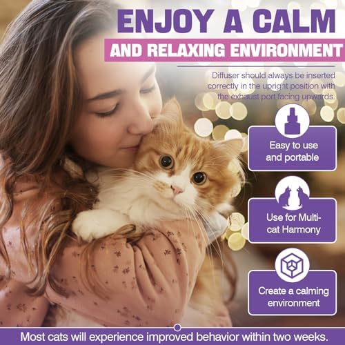 Cat Pheromones Calming Diffuser Refill 6 Pack Multicat Pheromone Diffusers Refills Relieve Anxiety Stress Reduce Spraying Fighting and Scratching for Cats Calm 48ml Fit All Common Diffusers Plug In