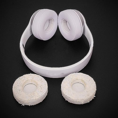 SoloWIT Earpads Cushions Replacement for Beats Solo 2 & Solo 3 Wireless On-Ear Headphones, Solo2 Solo3 Ear Pads with Soft Protein Leather, Added Thickness - (White)