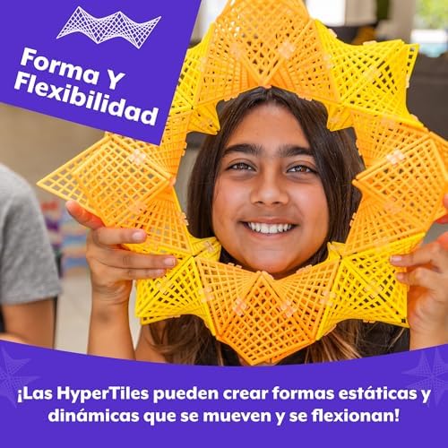 HyperTiles Hyperbolic Building Toy - 3" x 3" STEM Educational 3-Dimensional Adventure: 48 Tiles & 80 Connectors for Logic & Creativity - Infinite Shapes that Flex and Hinge - by Fun In Motion Toys