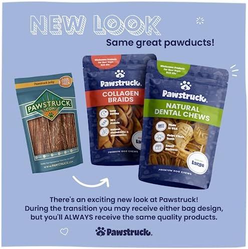 Pawstruck All Natural 11-12" Roasted Collagen Sticks for Dogs – Low Odor & Long-Lasting Bully Stick & Rawhide Alternative, Single Ingredient, Vet Approved – 5 Pack