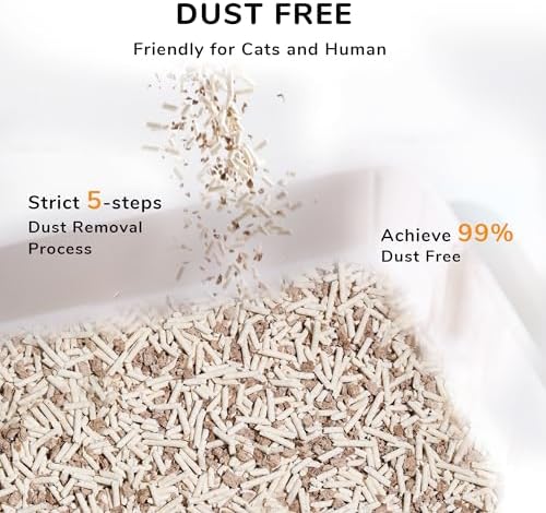 FUKUMARU Tofu Cat Litter, 12 LBS Clumping Cat Litter, Dust Free, Natural, Unscented, Flushable, Lightweight, Low Tracking, Mixed Apple Wood, 24/7 Odor Control, 6lb x 2bags
