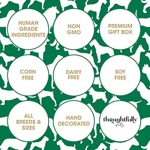 Thoughtfully Pets, Gourmet Dog Cookie Gift Set, Peanut Butter Flavored Crunchy Dog Treats in Bone Shape with Easter Designs, Set of 8
