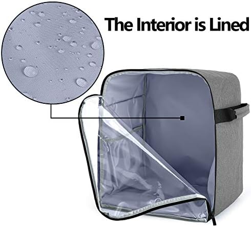 Luxja Dust Cover Compatible with 6-8 Quart KitchenAid Mixers (with a Bottom Padding Pad), Dust Cover (Clear Front Panel) for Stand Mixers and Extra Accessories, Gray (Patented Design)