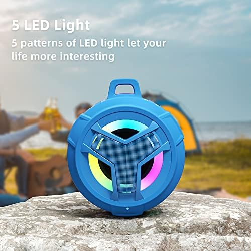 EBODA Shower Bluetooth Waterproof Speaker, IPX7 Floating Portable Wireless Small Speakers with Light, 24H Playtime for Beach, Pool, Kayak Accessories, Gifts for Men and women -Coral Blue