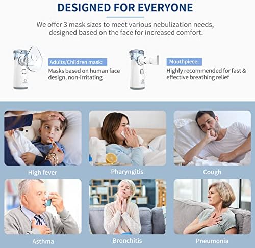 Portable Nebulizer - Nebulizer for Adults and Kids, Nebulizer Machine for Adults and Kids with 3 Modes, Nebulizer Mouthpiece & Mask Accessories for Home and Travel Use APOWUS.