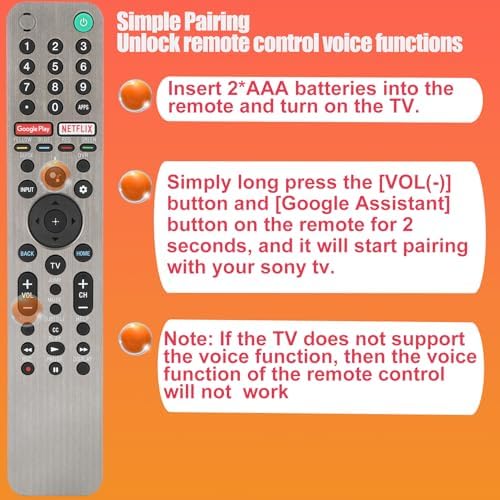 RMF-TX600U Voice Remote for Sony TV Remote Replacement, for Sony Remote/Sony Bravia TV Voice Remote, RMF-TX600U Voice Remote Control for Sony Smart TV XBR/KD/XR Series X75CH X750H A9S