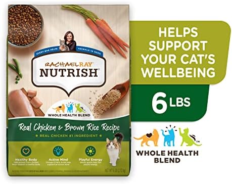 Rachael Ray Nutrish Premium Natural Dry Cat Food, Real Chicken & Brown Rice Recipe, 6 Pounds (Packaging May Vary)