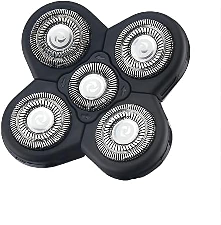 Men Electric Shavers Replacement Heads 5 in 1 Razor Replaceable Alternate Floating Washable Blade Trimmers Head (Black-2pcs)