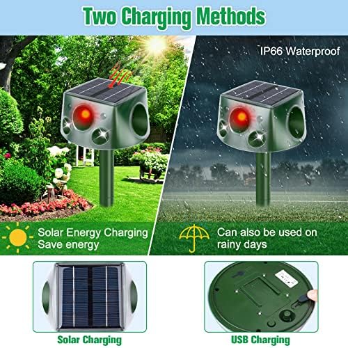 Ultrasonic Animal Repellent,2024 Upgrade 360Β° Cat Repellent Outdoor,Waterproof Deer Repellent Devices with Motion Sensor,Solar Animal Repeller Outdoor,Repel Dogs Bird Skunk Rabbit Squirrels Deer