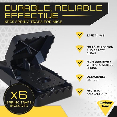 Arber Traps Flip N Slide Bucket Lid Mouse Trap, Fits on 5 Gallon + 12 Pcs Sticky Mouse Traps Glue + 6 Pcs Spring Snap Traps for Mice - Multi Catch Humane Mouse Trap for Indoor and Outdoor Used