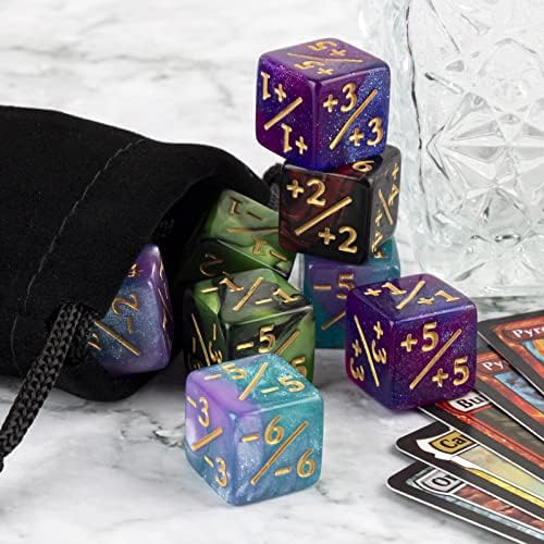 48 PCS Magic The Gathering MTG Counter Dice Marble Bulk Life Counters Tokens Dice Compatible with Magic Card Game Accessories CCG Creature Stats, 4 Colors