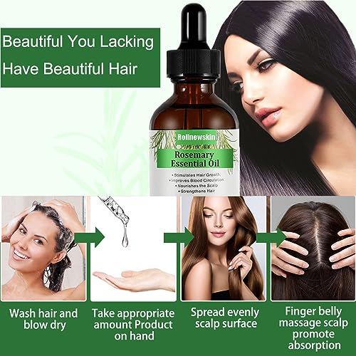 2Pack Rosemary Essential Oil - Rosemary Hair Growth Oil that promotes hair growth, nourishes beards, moisturizes eyelashes and cares for skin