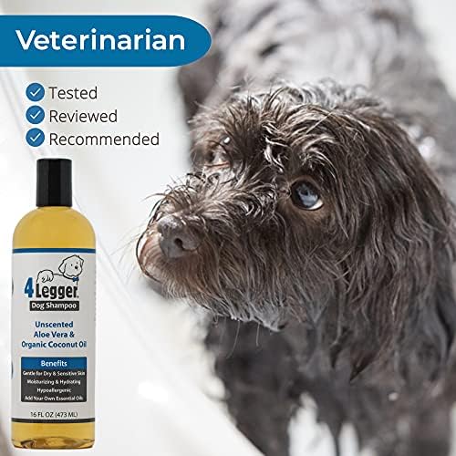 Organic Natural Dog Shampoo, Hypoallergenic Dog Shampoo, Puppy Safe Coconut Shampoo, Sensitive Skin, Fragrance Free with Aloe for Soothing Relief of Dry, Itchy, Sensitive Allergy Skin 16 oz