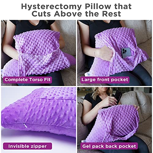 Zomaple Hysterectomy Pillow- Super Comfy Shock Absorbing Hysterectomy Recovery Pillow with 2 Pockets and Gel Pack- Tummy Pillow with Hands Placement Pouch
