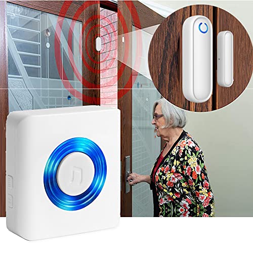 YisTech Caregiver Pager Door Alarms for Dementia Patients/Kids Safety/Home Security,Door Sensor Alarm for Elderly/Business/Home/Store/Mailbox (Two Sensor One Receiver)
