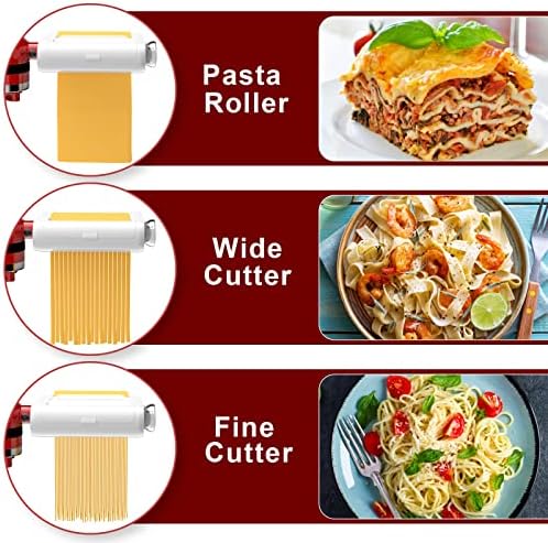 Pasta Maker 3-in-1 Attachment for KitchenAid Stand Mixers, Including Fettuccine and Spaghetti Cutter, Pasta Sheet Roller, Pasta Maker Accessories and Cleaning Brush