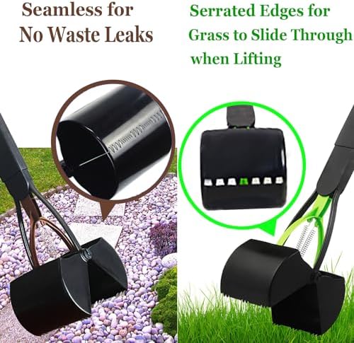 2 Pieces Pooper Scooper, Large Pooper Scooper for Dogs Heavy Duty, Dog Pooper Scooper with Long Handle & High Strength Durable Spring, Foldable Dog Poop Pick Up(28-inch)