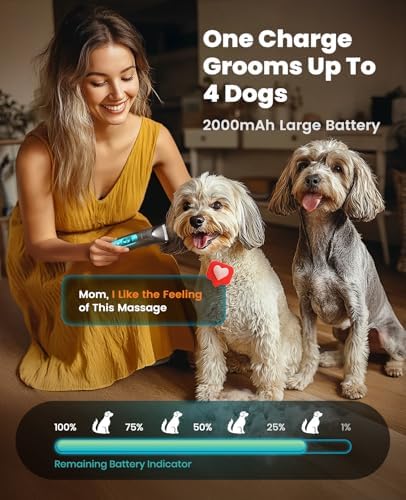 oneisall Silent Dog Clippers for Grooming, LED Light Dog Paw Trimmer Dog Nail Grinder, Rechargeable 2000mAh Dog Grooming Clippers Cordless Dog Hair Trimmer Electric Dog Trimmer for Small Dog Large Dog