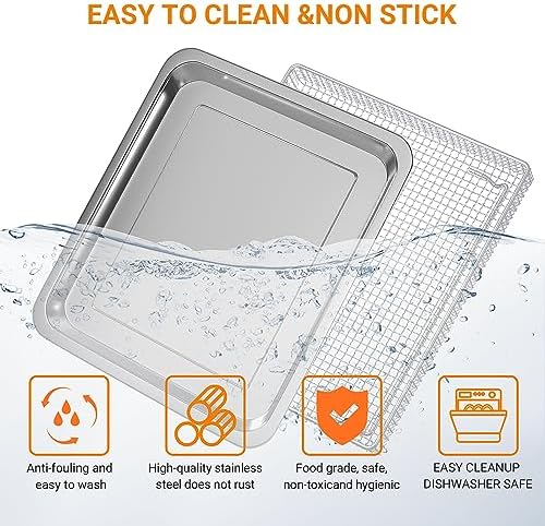 Stainless Steel Baking Tray Pan and Air Fryer Basket Compatible with Cuisinart Airfryer TOA-060 and TOA-065 Deep Fryer Parts & Accessories (with Cuisinart Airfryer models TOA-060 and TOA-065)