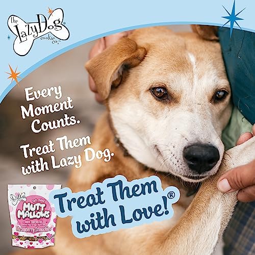 The Lazy Dog Cookie Co. Soft Dog Treats, Mutt Mallows Strawberry Smoochies, for Small, Medium and Large Dogs, Wheat-Free, Baked in The USA, 5 oz. (Pack of 2) Strawberry