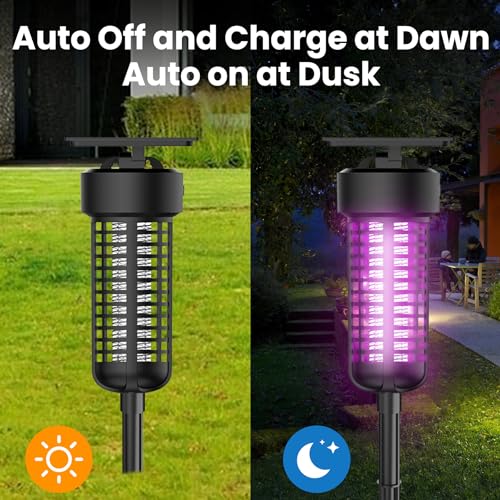 Solar Bug Zapper Outdoor Mosquito Trap Killer Mosquito Killer Lamp,Cordless & Rechargeable ,Fly Zapper Mosquito Catcher Lamp Decor Light for Patio Garden
