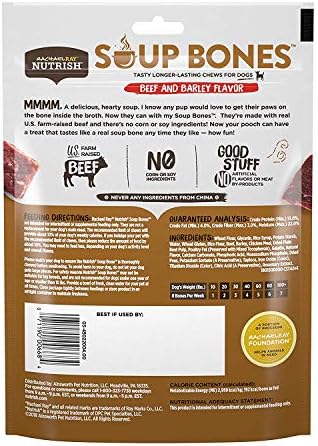 Rachael Ray Nutrish Soup Bones Dog Treats, Beef & Barley Flavor, 3 Bones (Pack of 8)
