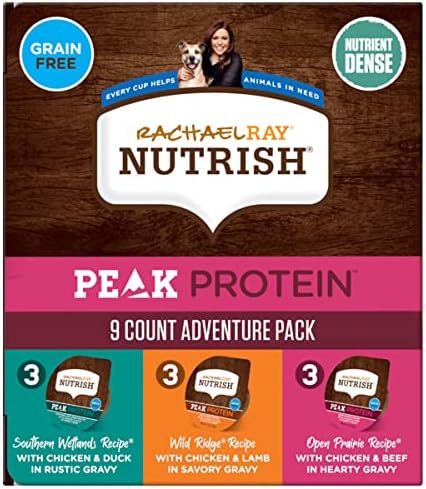 Rachael Ray Nutrish Peak Natural Wet Dog Food with Added Vitamins, Minerals & Other Nutrients, Adventure Pack Variety, 3.5 Ounce Tub (Pack of 18), Grain Free, High Protein