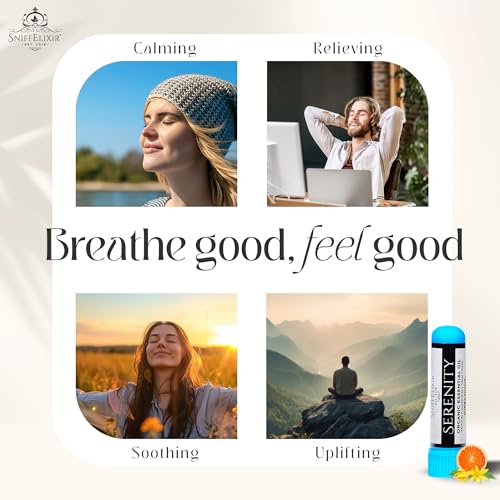 Serenity Nasal Inhaler Aromatherapy Inhaler, Natural Stress Relief Inhaler Essential Oil Inhaler that Calm, Boosts Mood, Reduces Worry - Portable Nose Inhaler Stick-Nasal Inhaler Stick