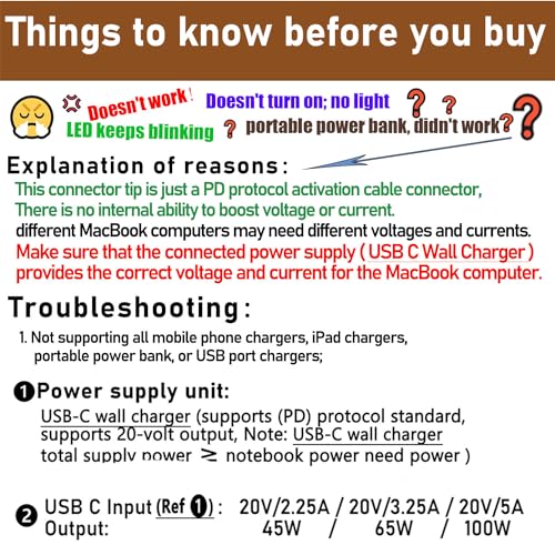 Magnetic L-Tip USB C Adapter Compatible with Magnetic 1 MacBook Pro Air, Type-C PD Power Fast Charging Adapter Replacement for MacBook Power Supply,MacBook Pro Works with 100W