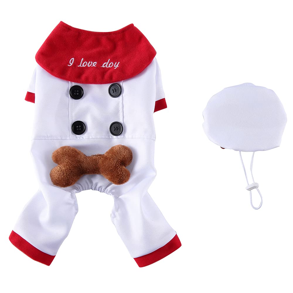 Layheld Cat Costume Dog Clothes Chef & Construction Worker 2PCs Set Funny Cosplay Partywear Photoshoot Cute Pet Outfit for Cat Small Dog (Chef,Large)