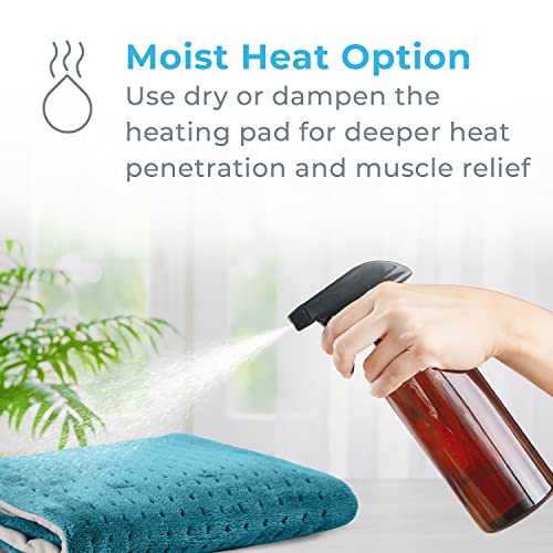 Pure Enrichment® PureRelief™ XL Heating Pad - 12" x 24" Electric Heating Pad for Back Pain & Cramps, 6 InstaHeat™ Settings, Machine Wash, Soft Microplush, Auto Shut-Off & Moist Heat (Blue)