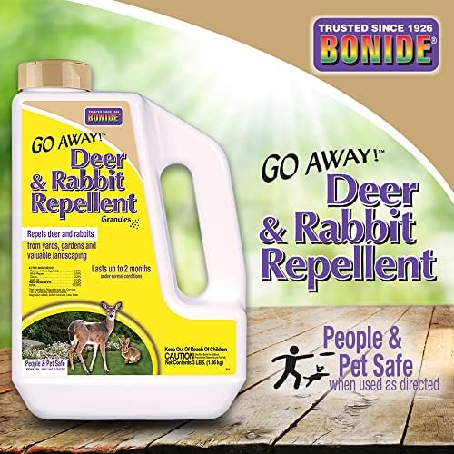 Bonide Go Away! Deer & Rabbit Repellent Granules, 3 lb. Ready-to-Use, Deter Deer from Garden, Flowers & Plants (Pack of 2)