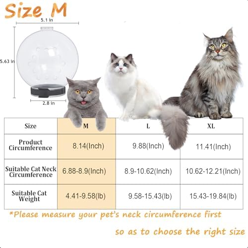 Cat Muzzle Cat Transparent Muzzle M Size, Breathable Cat Hood, Adjustable Kitten Astronaut Helmet Prevent from Cats Biting Chewing Grooming, Cat Ball Mask for Aggressive Cat