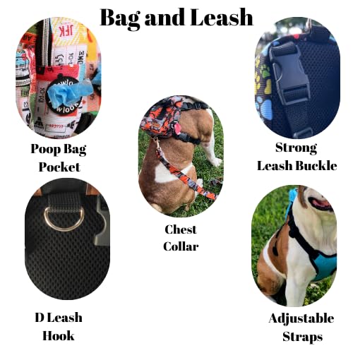 PawLook Dog Backpack to Wear with Chest Harness Self Carrier dogbag with Additional Pocket for Poop Bag Anti Slip Stylish Dog Bag for Your pet Street Smart Serie Pawsup Cute Small