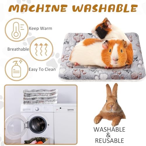 4 Pack Ultra Soft Dog Cat Bed Mat with Cute Prints Reversible Fleece Dog Crate Kennel Pad Cozy Washable Thickened Hamster Guinea Pig Pet Bed Mat for Small Animals(13 x 10 Inches,Light Gray)