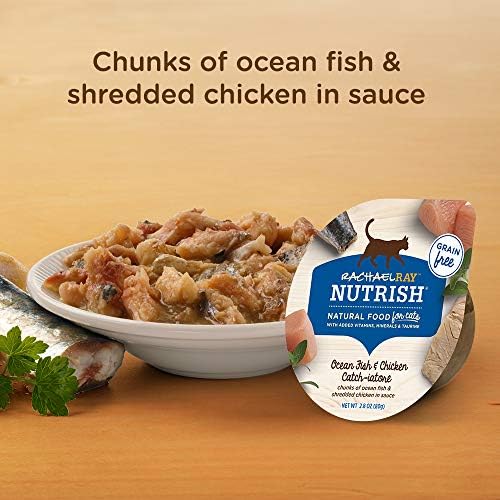 Rachael Ray Nutrish Natural Wet Cat Food, Ocean Fish & Chicken Catch-iatore Recipe, 2.8 Ounce Cup (Pack of 24), Grain Free, Brown (071190007049)