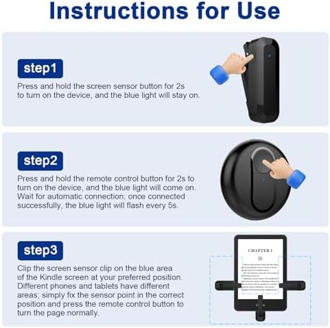 Remote Control Page Turner for Kindle Paperwhite Oasis Kobo eReaders, Camera Shutter Selfie Controller, Remote Page Turner for iPad Tablets Reading Novels, Ideal for Kindle Accessories