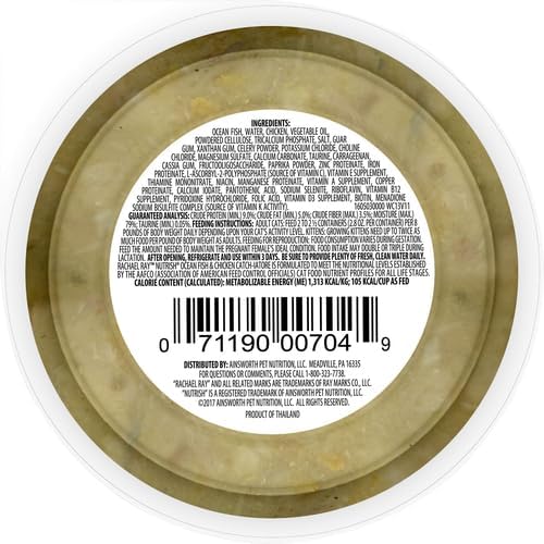 Rachael Ray Nutrish Natural Wet Cat Food, Ocean Fish & Chicken Catch-iatore Recipe, 2.8 Ounce Cup (Pack of 24), Grain Free, Brown (071190007049)